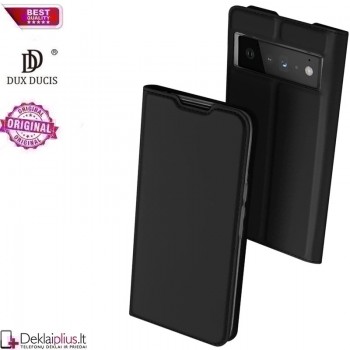 Dux Ducis dirbtinės odos atverčiamas dėklas - juodas (telefonams Google Pixel 6)